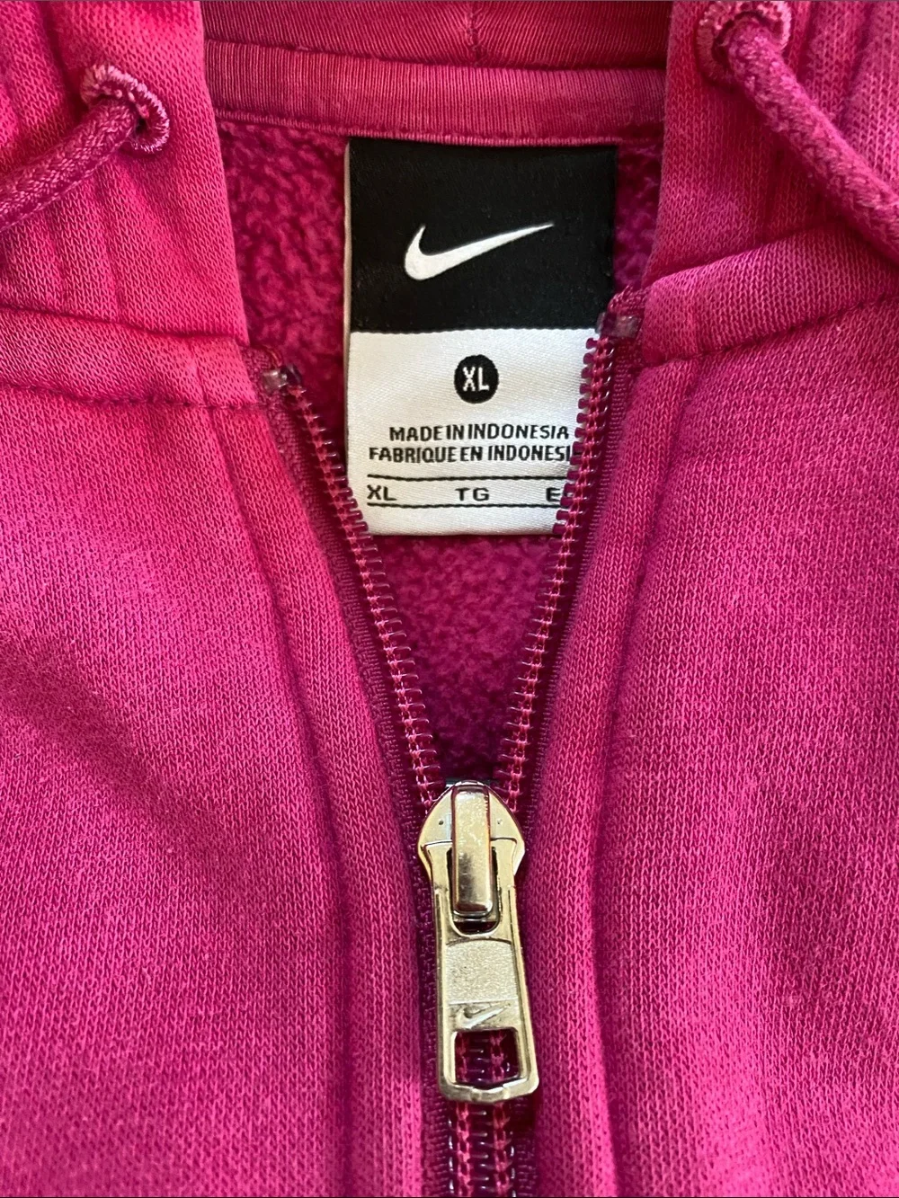 Nike Cotton Stretch Dark Pink Full Zip Embroidered Logo Hoodie